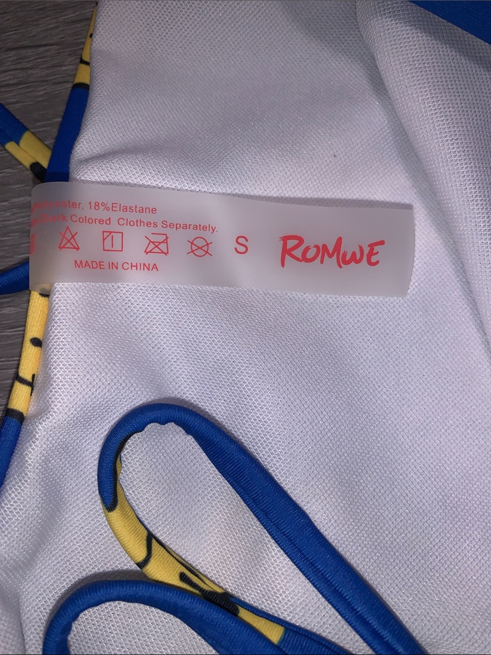 ROMWE Blue Bikini Set with Yellow Dripping Smiley Print - Picture 2 of 6